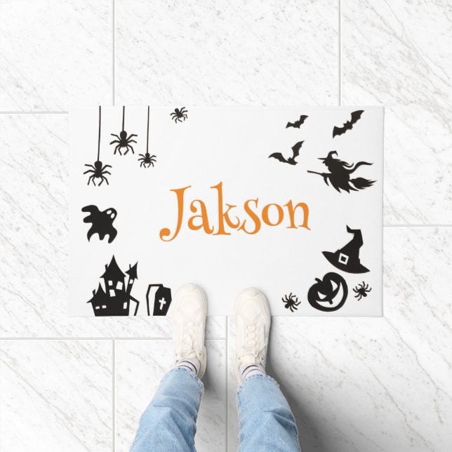Cute Personalised Halloween Doormat – Custom Name  (Indoor)