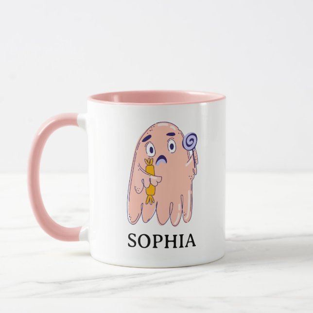 Cute Personalised Halloween Ghost Mug (Left)