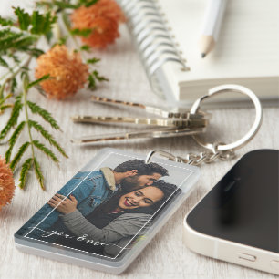 Cute Personalised Happy You And Me In Love Key Ring