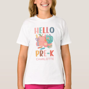 Cute Personalised Hello Pre K Back to school Kids T-Shirt