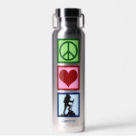 Cute Personalised Hiker Peace Love Hiking Water Bottle<br><div class="desc">Peace Love Hiking water bottle for a hiker. Cute monogram gift featuring a peace sign,  heart,  and a person climbing a mountain.</div>