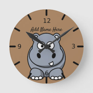 Cute Personalised Hippo Large Clock