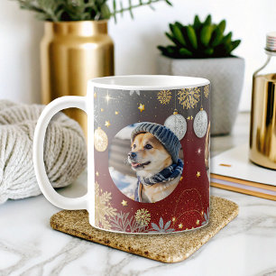 cute personalised holiday dog pet photos  coffee mug