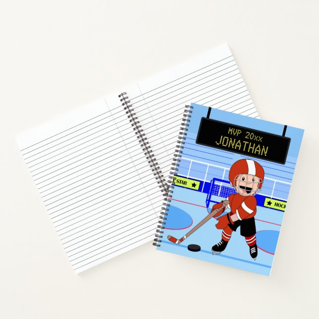 Cute Personalised Ice Hockey star rw Notebook (Inside)