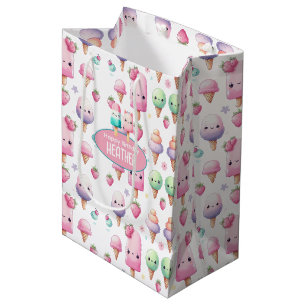 Cute Personalised IcePop Summer Birthday Girls Medium Gift Bag