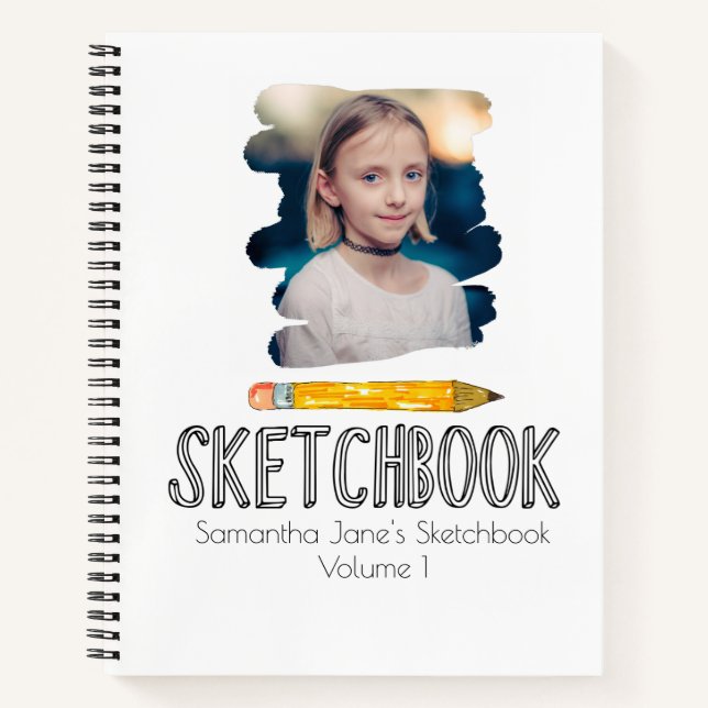 Cute personalised kid sketchbook notebook (Front)