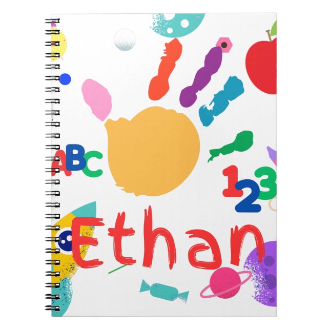 Cute Personalised Kid's ABC Hand Paint 123 Notebook (Front)