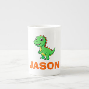 Cute Personalised Kids Name Dinosaur Bone China Mug