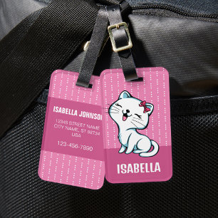 Cute Personalised Kitty Cat Luggage Tag