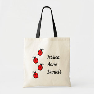 Cute personalised ladybug tote bag
