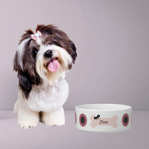 Cute Personalised Large Polka Dotted Pink Dog Bowl