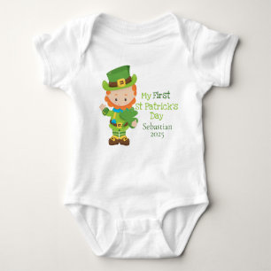 Cute Personalised Leprechaun First St Patricks Day Baby Bodysuit