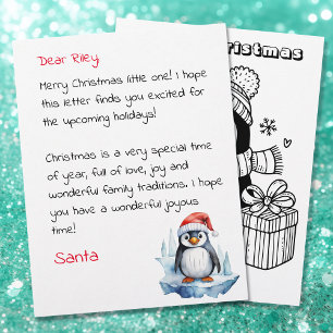 Cute Personalised Letter from Santa Colouring Page