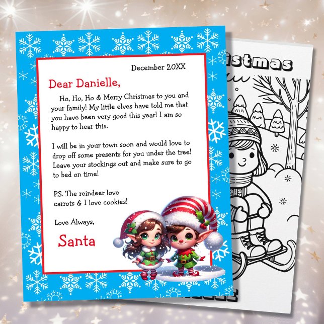 Cute Personalised Letter from Santa Colouring Page (Creator Uploaded)