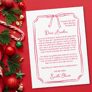 Cute Personalised Letter from Santa Kids Christmas Holiday Card