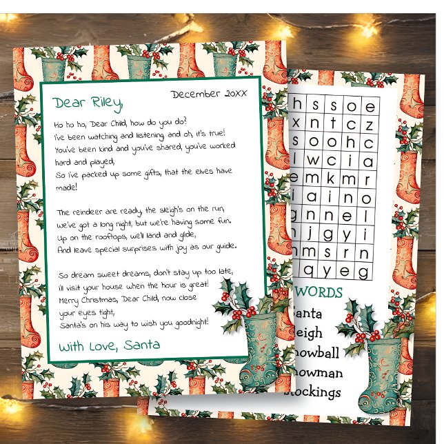 Cute Personalised Letter from Santa | Word Search (Creator Uploaded)