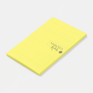 Cute Personalised Lined Simple Modern Yellow Post-it Notes