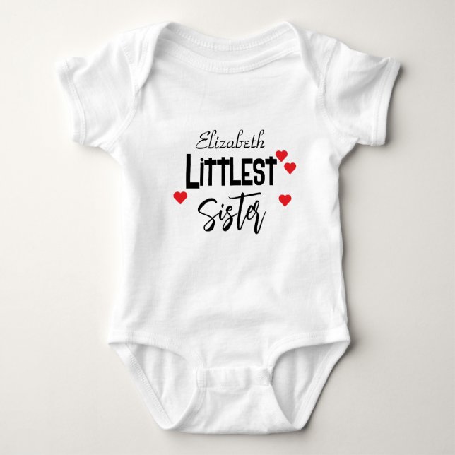 Cute personalised Little Sister Baby Bodysuit (Front)