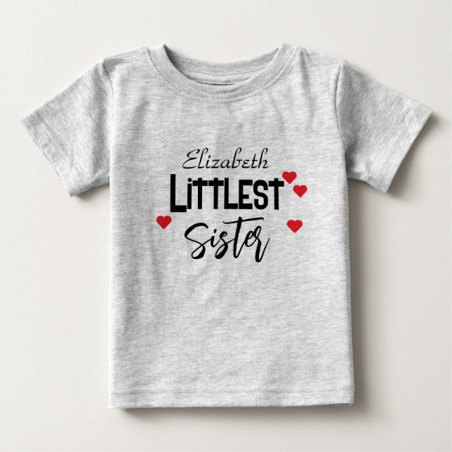 Cute personalised Little Sister Baby T-Shirt (Front)