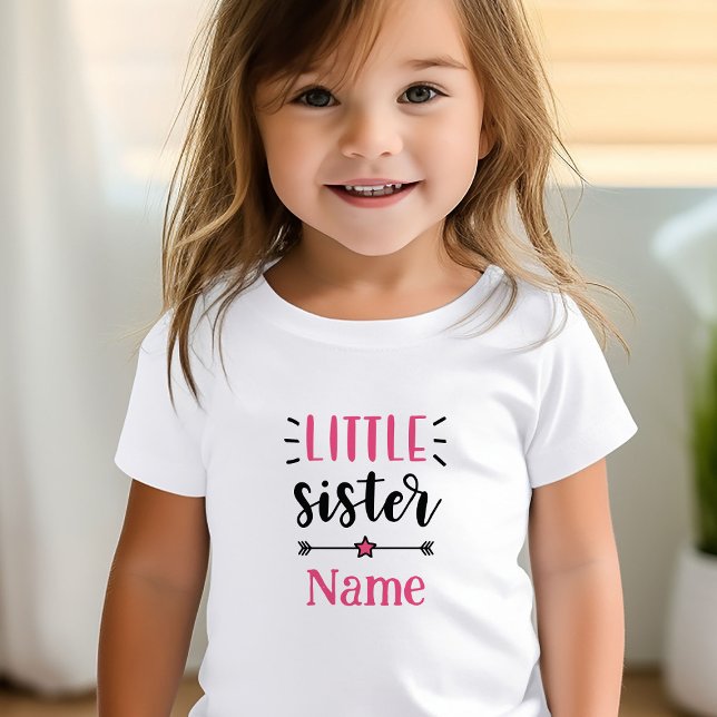Cute Personalised Little Sister Toddler T-Shirt (Cute Personalized Little Sister t-shirt )