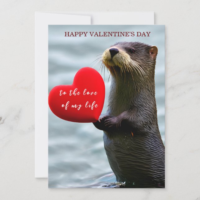 Cute Personalised Love Otter Valentine's Day Card (Front)