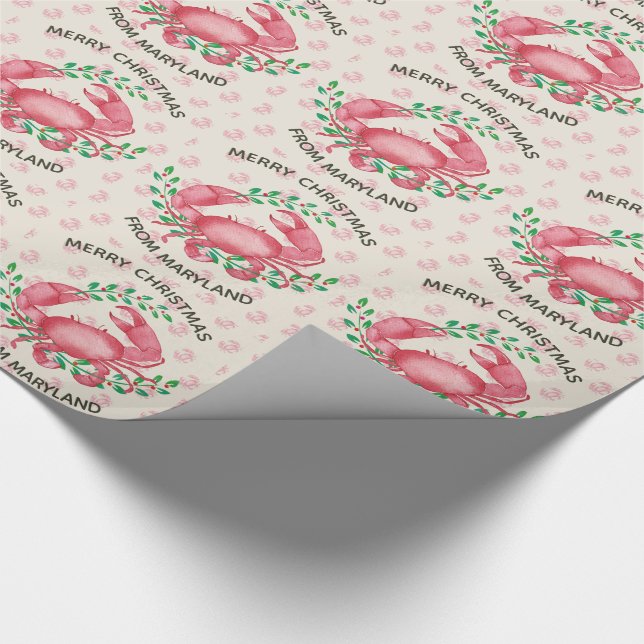 Cute Personalised Maryland Crab Christmas Wrapping Paper (Corner)