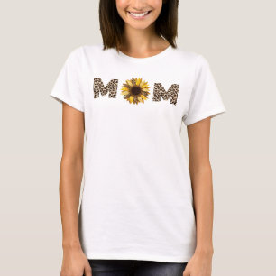 Cute Personalised MoM sunflower & Leopard Prints T-Shirt