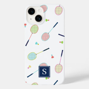 Cute Personalised Monogram Badminton Pattern Case-Mate iPhone 14 Case