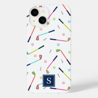 Cute Personalised Monogram Golf Pattern Women Case-Mate iPhone 14 Case