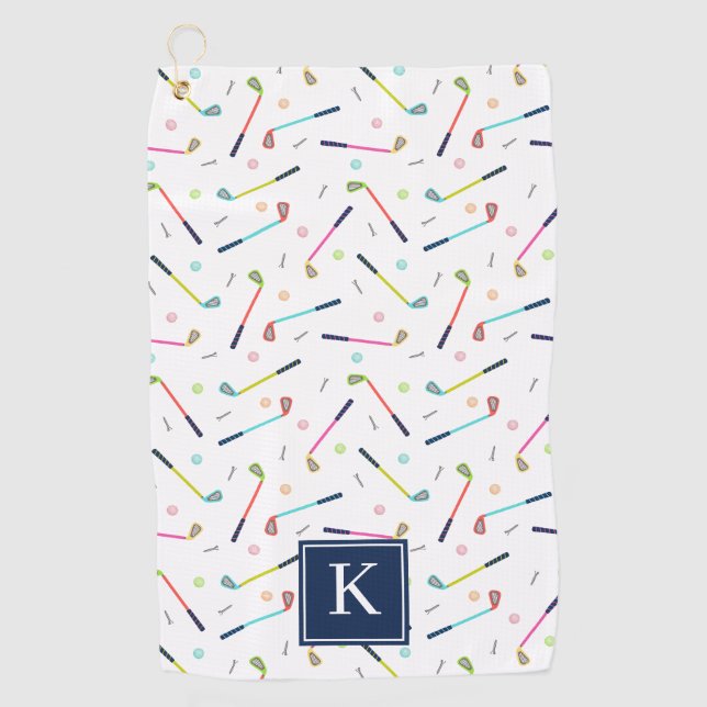Cute Personalised Monogram Pattern Women Golf Towel (Front)