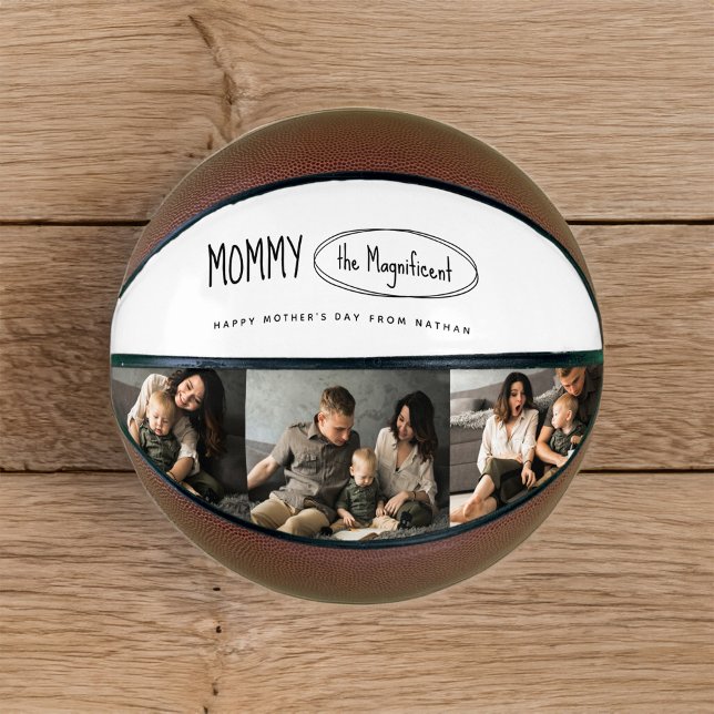 Cute Personalised Mothers Day Family Photo Basketball (Creator Uploaded)