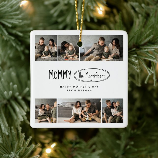 Cute Personalised Mothers Day Family Photo Ceramic Ornament (Tree)