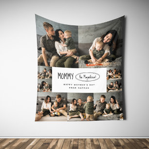 Cute Personalised Mothers Day Family Photo Fleece Blanket