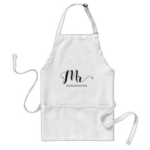Cute Personalised Mr Newlywed Typography Standard Apron