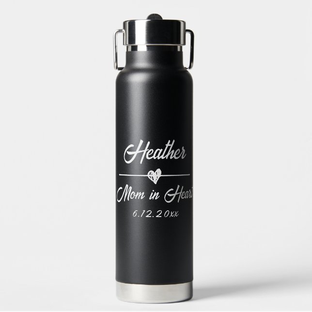 Cute Personalised Mum in Heart Water Bottle (Front)