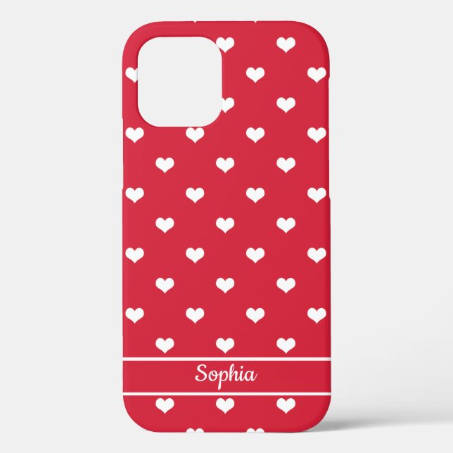 Cute personalised name hearts pattern red Case-Mate iPhone case (Back)