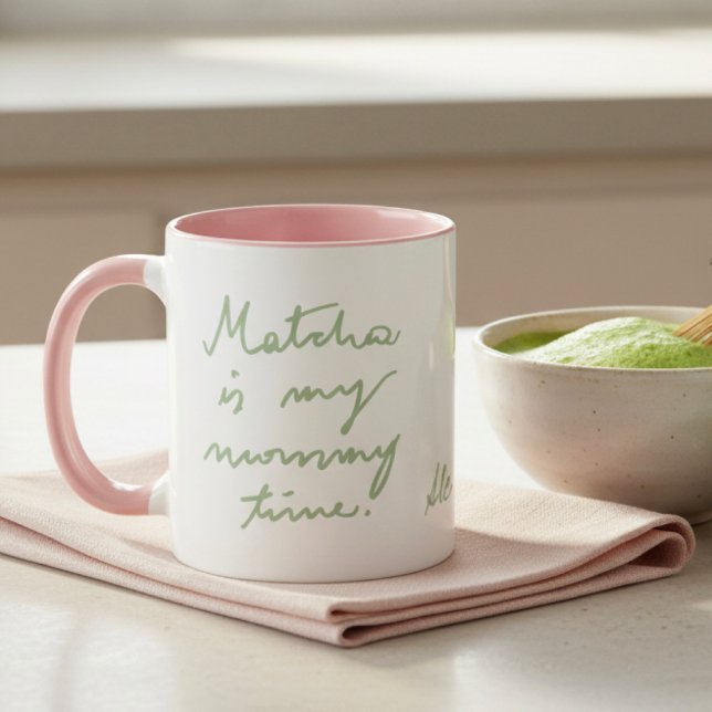 Cute Personalised Name Mummy Matcha Tea Script  Mug (Creator Uploaded)