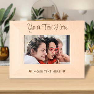 Cute Personalised Name Text Typography Script  Etched Frames