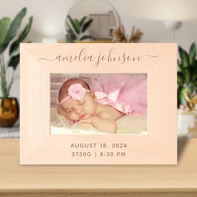 Cute Personalised Newborn Baby Name & Birth Info Etched Frames (Creator Uploaded)