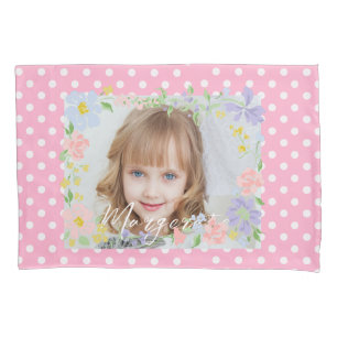 Cute Personalised one Photo Pink  Pillowcase