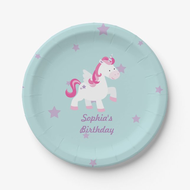Cute Personalised Paper Plate Magical Unicorn (Front)