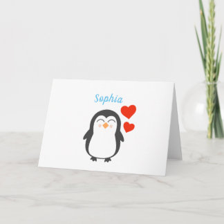 Cute Personalised Penguin Card