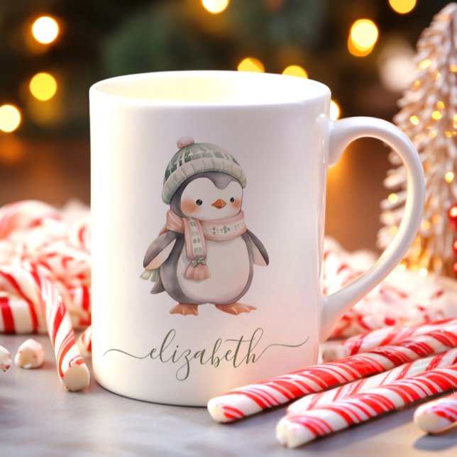 Cute Personalised Penguin Christmas Coffee Mug (Creator Uploaded)