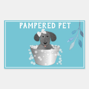 Cute Personalised Pet Groomer Business Rectangular Sticker