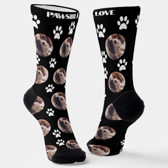 Cute personalised pet photo socks (Angled)