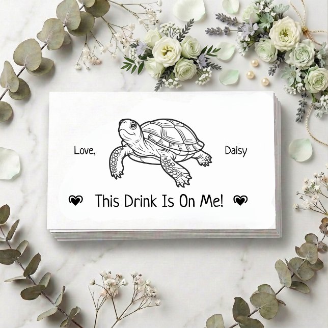 Cute Personalised Pet Turtle Wedding Drink Ticket Enclosure Card (Creator Uploaded)