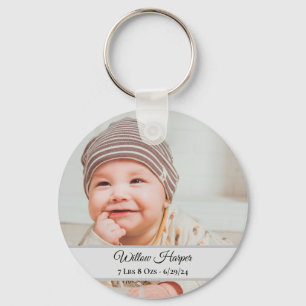 Cute Personalised Photo Birth Baby Keepsake Key Ring