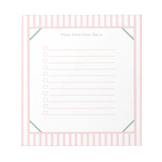 Cute Personalised Pink And Green Stripes Note List