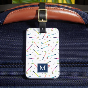 Cute Personalised Player Monogram Golf Pattern Luggage Tag
