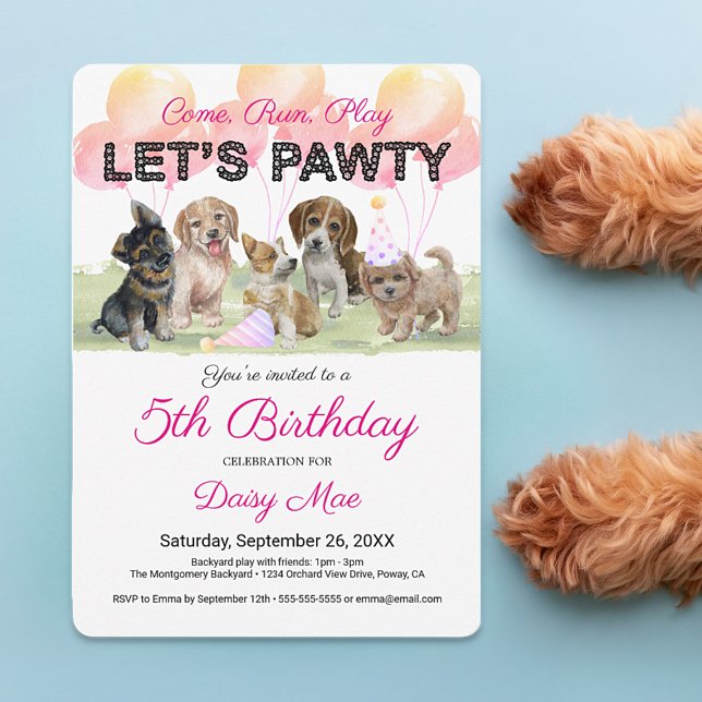 Cute Personalised Puppy Dog Birthday Party Invitation (Creator Uploaded)